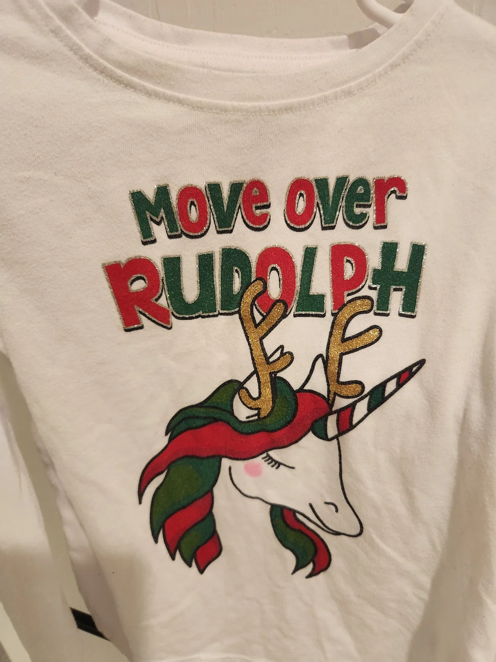 Gymboree White Long-Sleeve Unicorn & Reindeer Holiday Tops